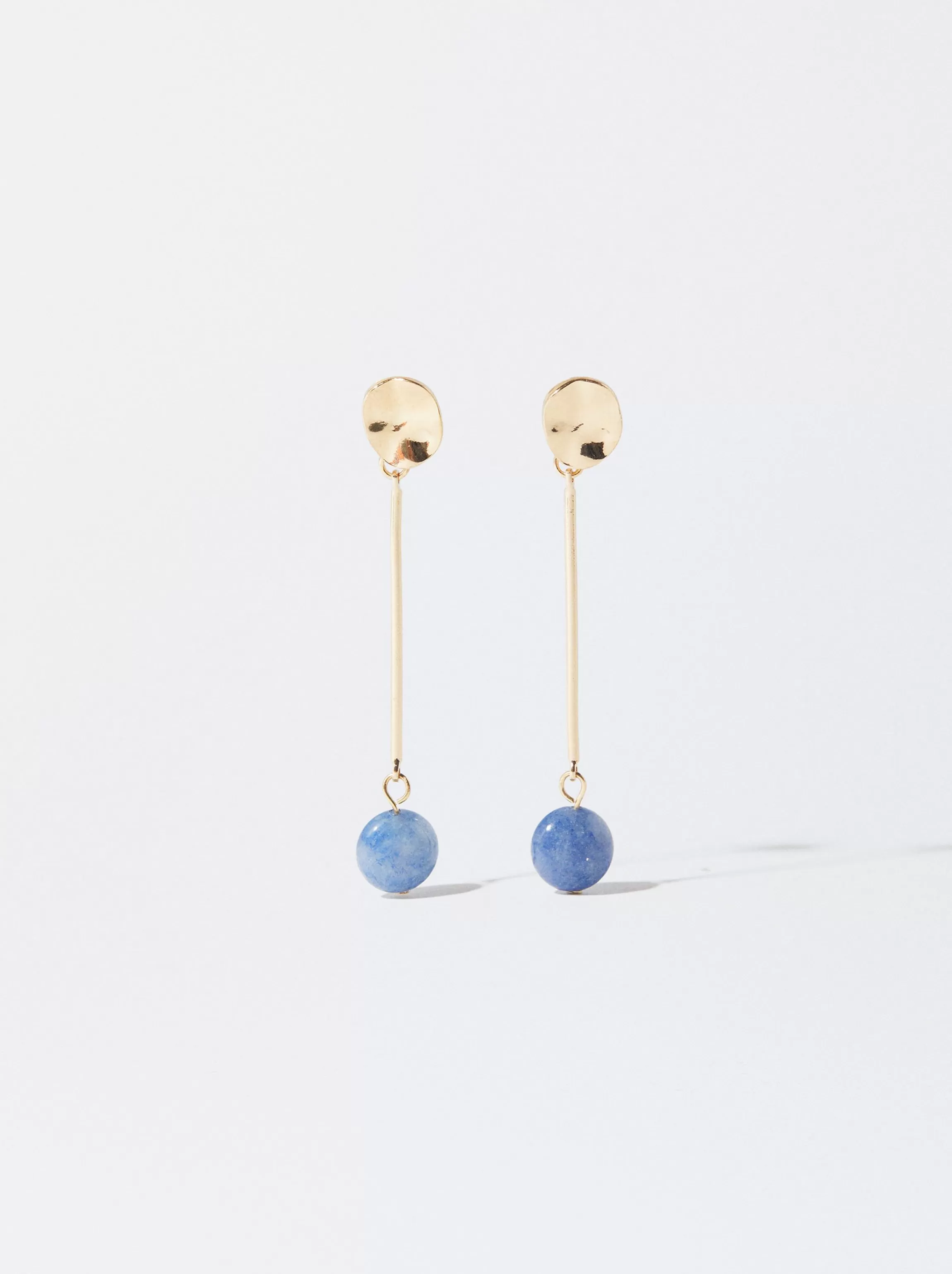 Mujer PARFOIS Pendientes largos*Pendientes Dorados Con Piedra Azul