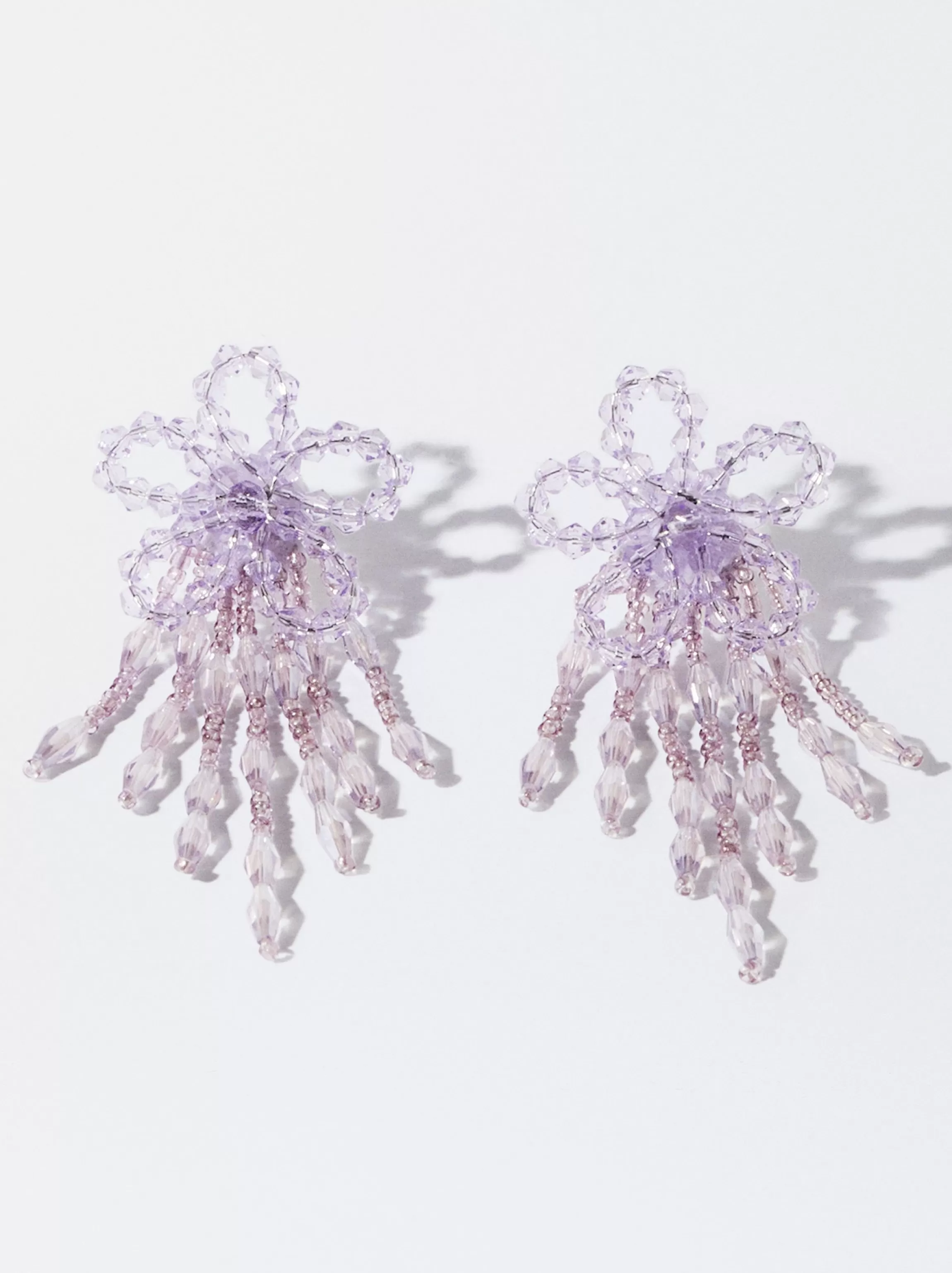 Mujer PARFOIS Trend Collection | Pendientes largos*Pendientes Flor Con Abalorios Violeta