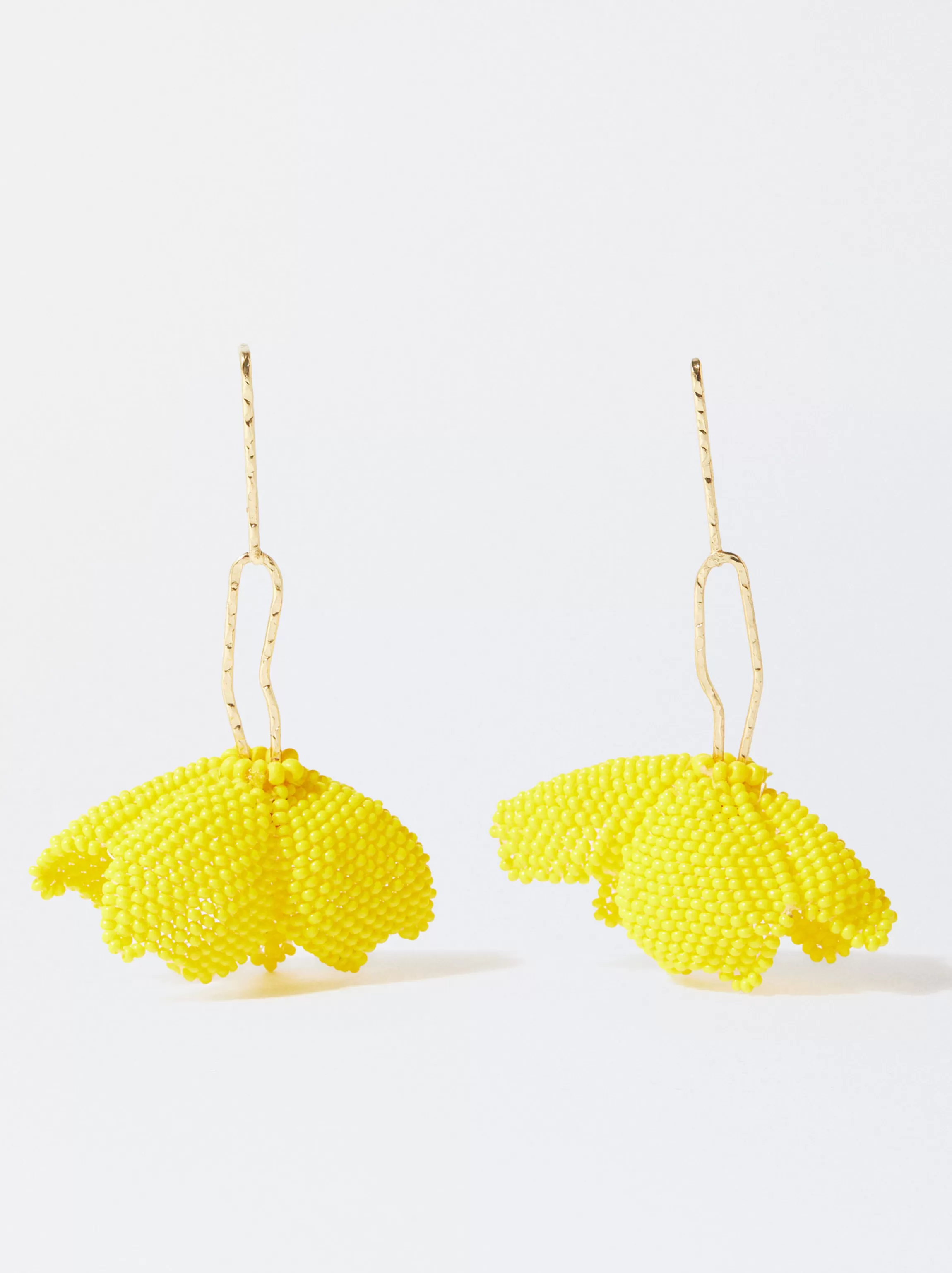 Mujer PARFOIS Pendientes largos*Pendientes Flor Con Abalorios Amarillo