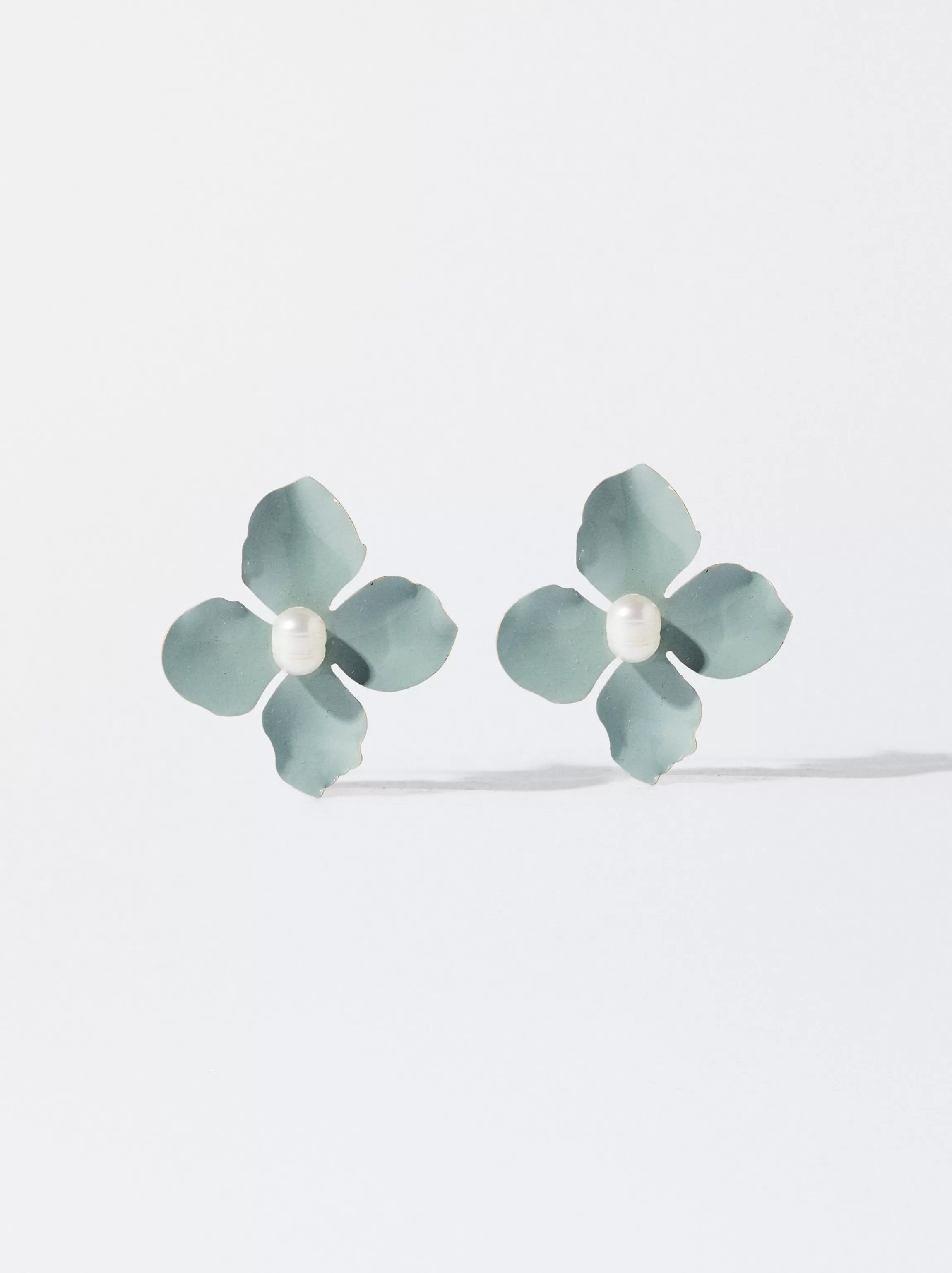 Mujer PARFOIS Trend Collection | Pendientes largos | Pendientes medianos*Pendientes Flor Con Perla De Agua Dulce Azul