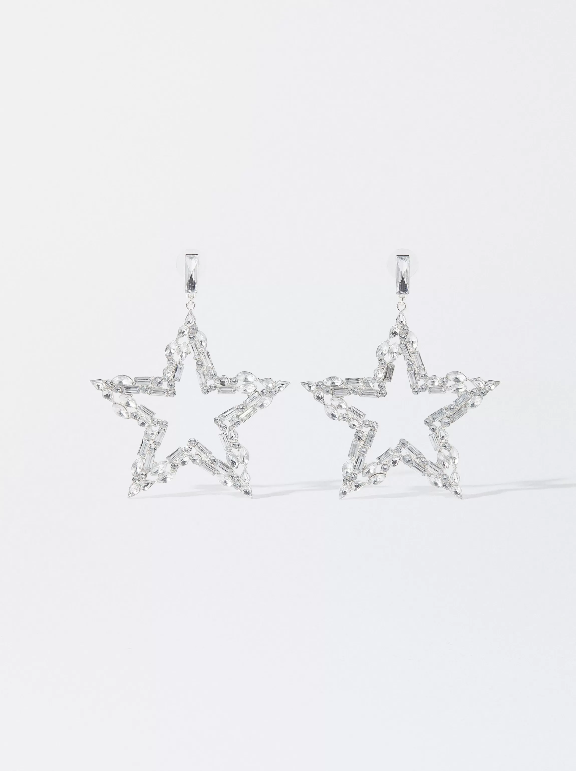 Mujer PARFOIS Trend Collection | Pendientes largos*Pendientes Maxi Estrella Con Cristales Plateado