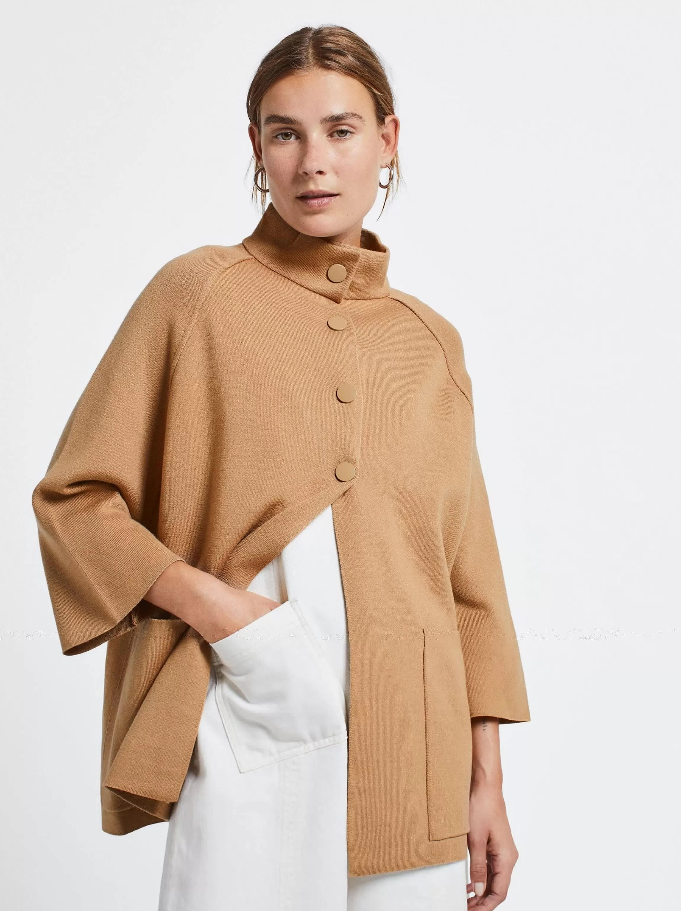 Mujer PARFOIS Básicos | Ponchos | Ponchos y Kimonos*Poncho De Punto Con Botones Camel