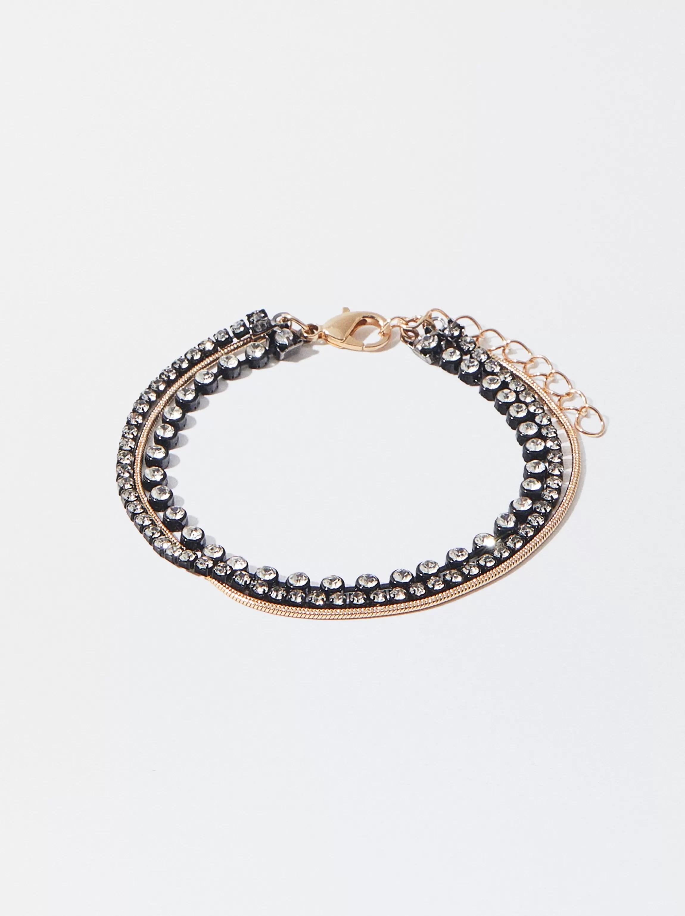 Mujer PARFOIS Pulseras*Pulsera Ajustable Con Cristales Negro