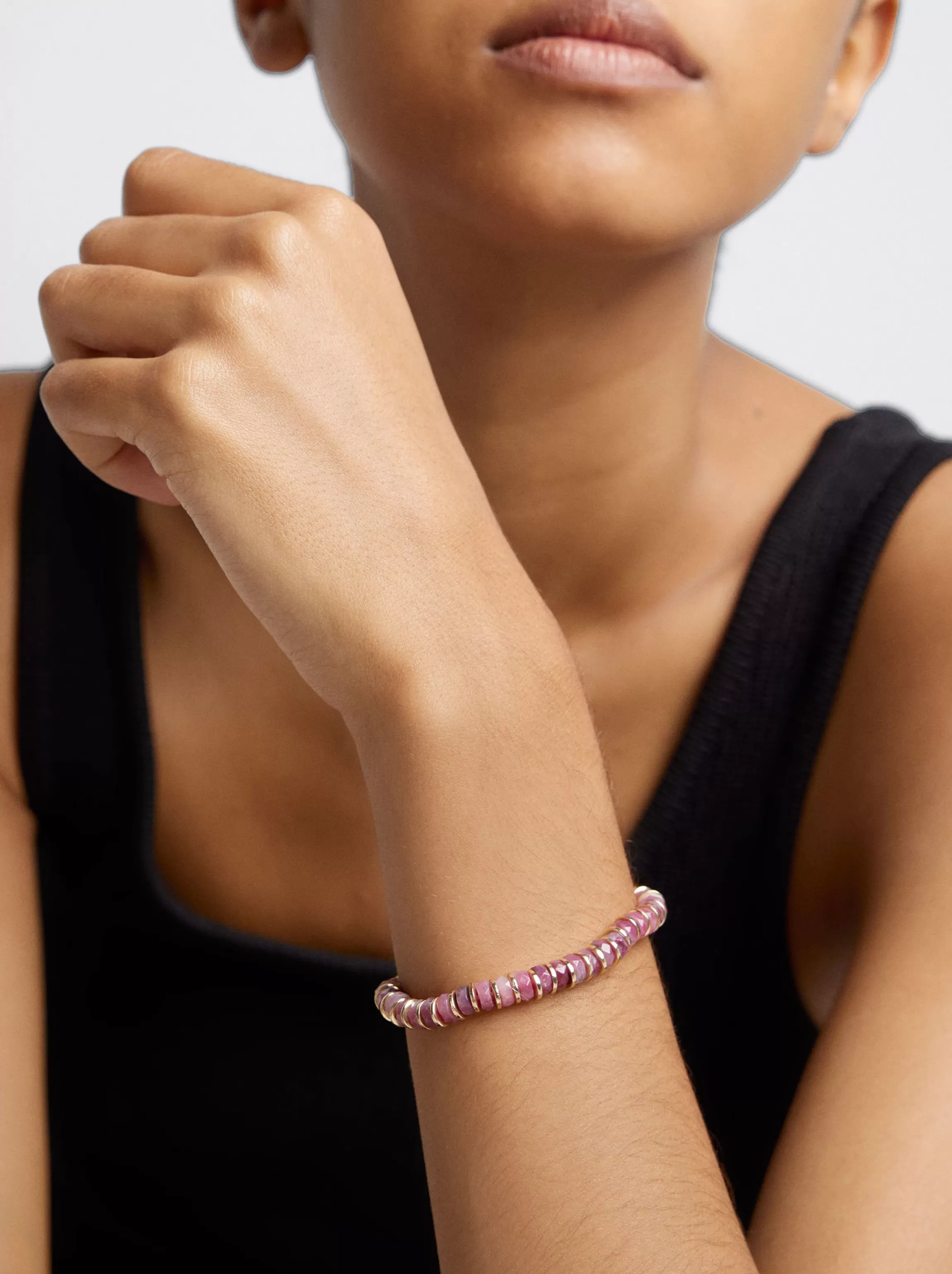 Mujer PARFOIS Pulseras*Pulsera Ajustable Con Piedra Rosa