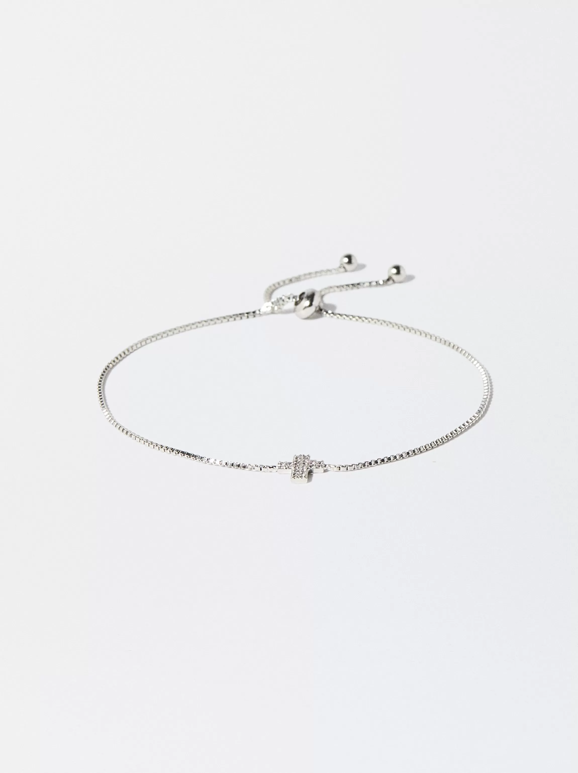 Mujer PARFOIS Bisutería Delicada | Pulseras*Pulsera Plateada Con Circonitas Y Cruz Plateado