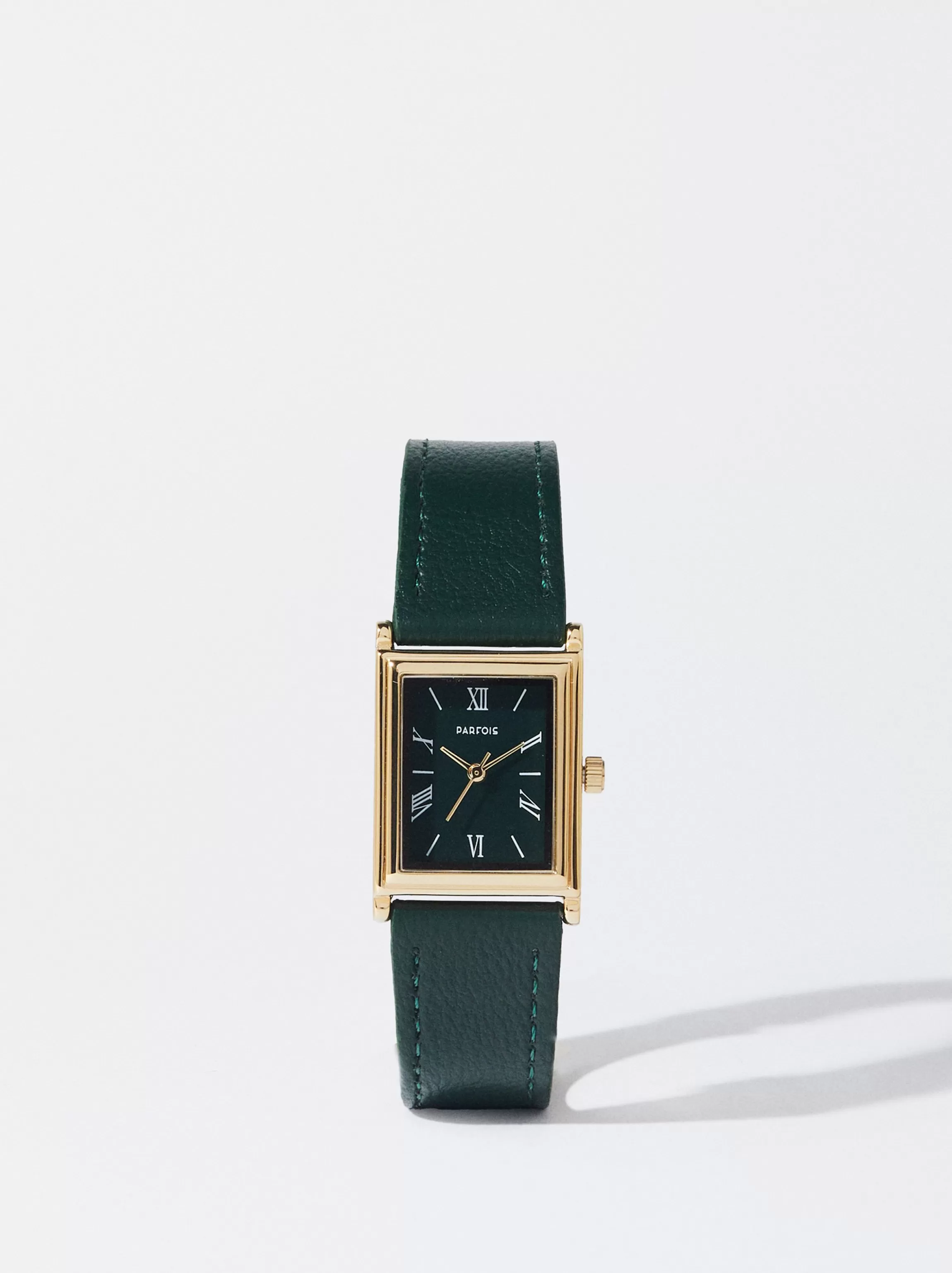 Mujer PARFOIS Relojes Dorados*Reloj Con Caja Cuadrada Verde