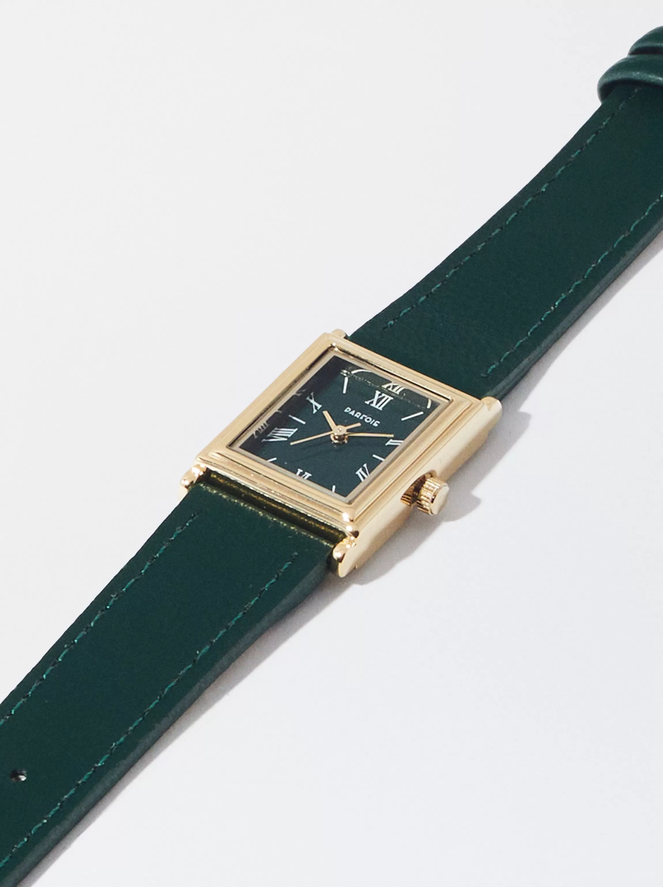 Mujer PARFOIS Relojes Dorados*Reloj Con Caja Cuadrada Verde