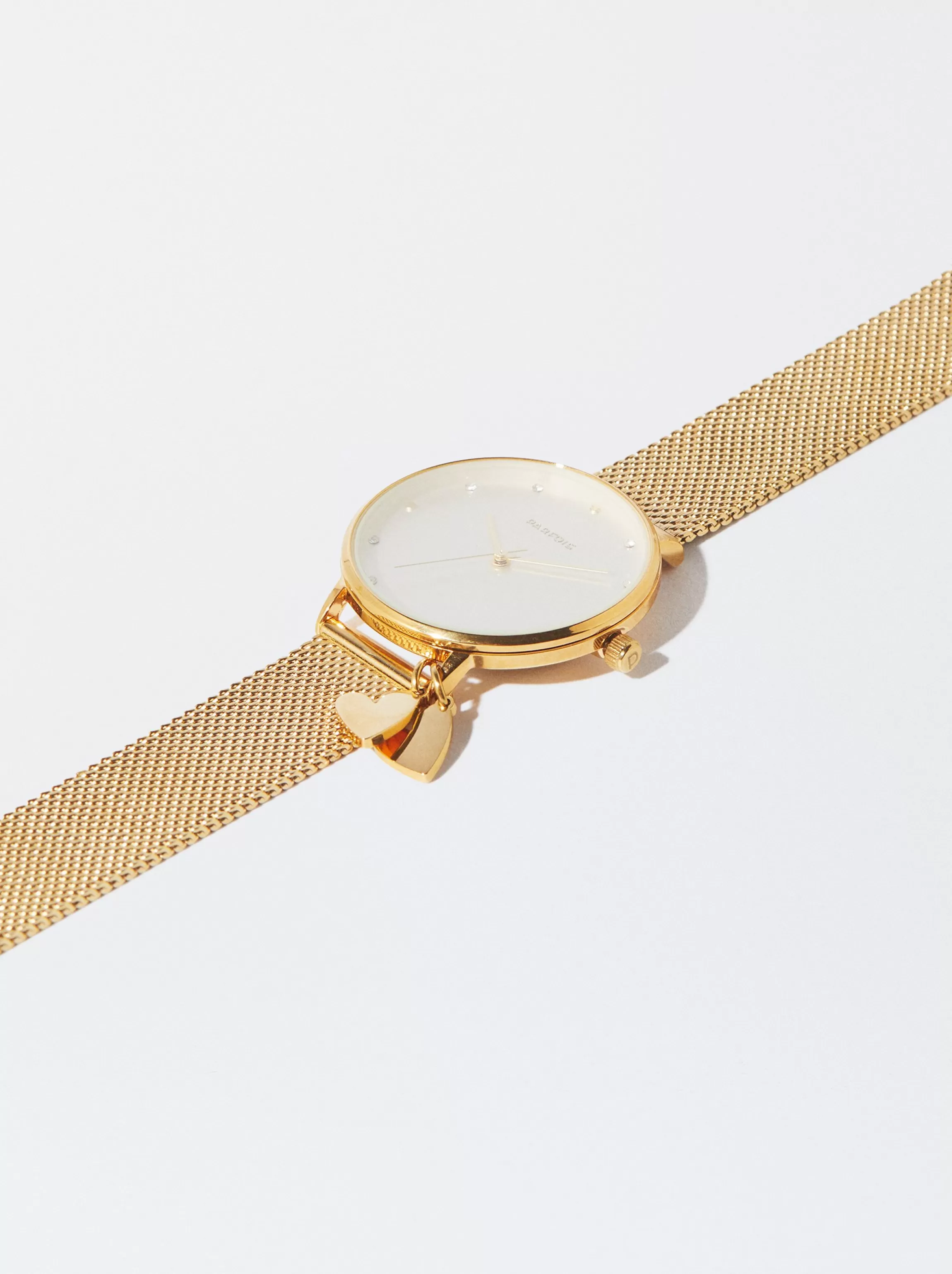 Mujer PARFOIS Relojes Dorados*Reloj De Acero Con Corazones Dorado