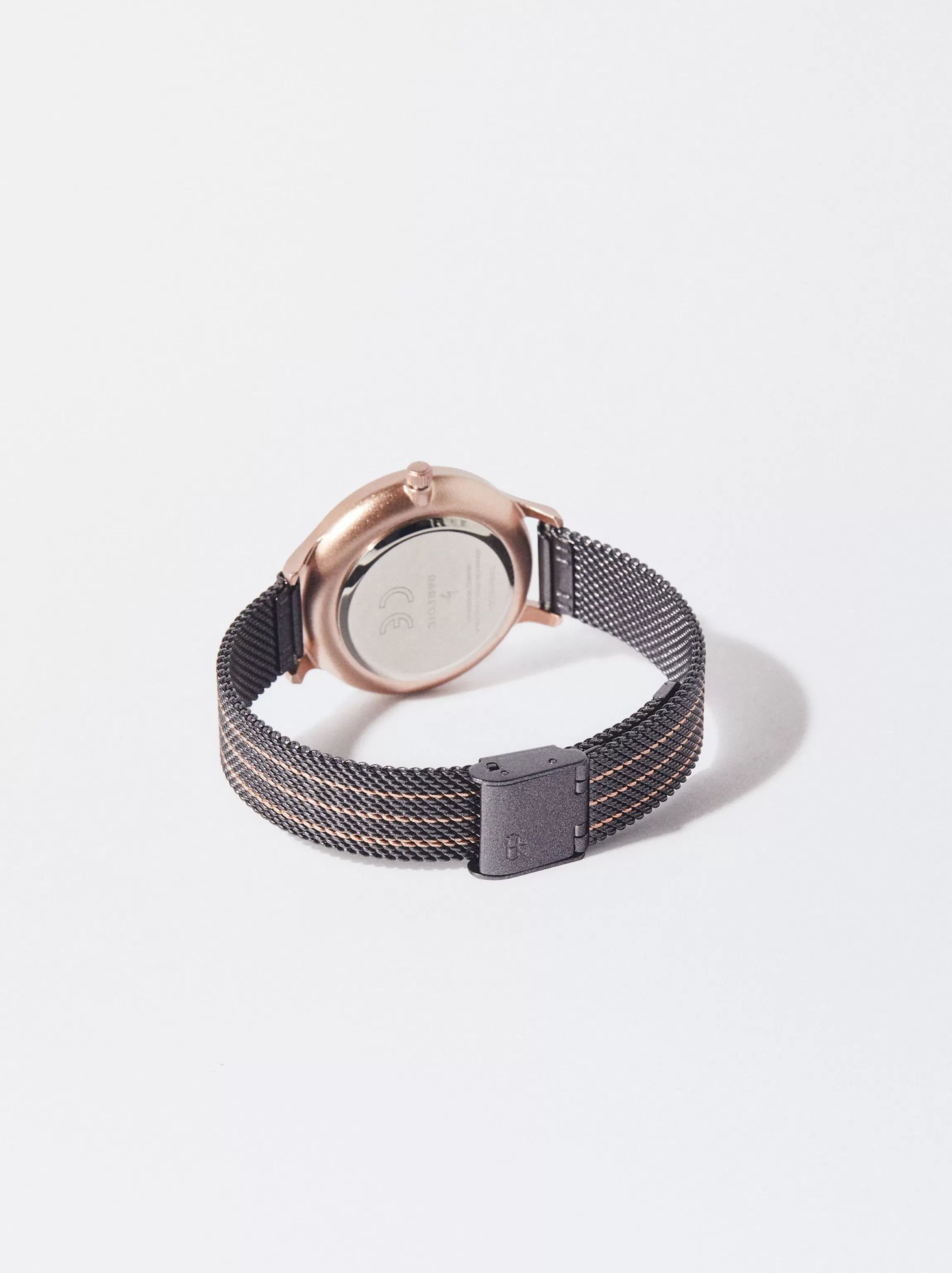 Mujer PARFOIS Relojes Oro Rosa*Reloj De Acero Correa De Malla Metálica Negro