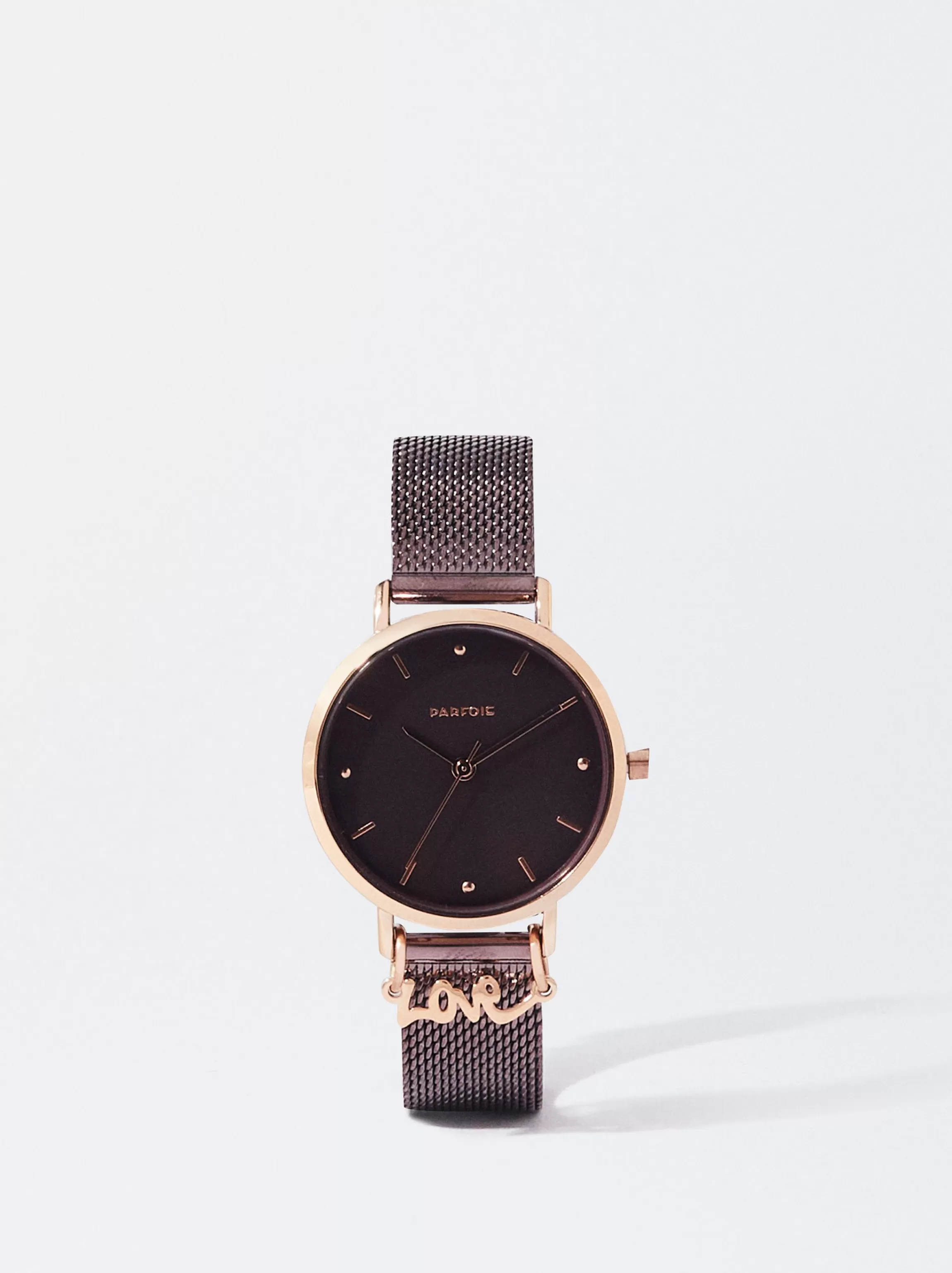 Mujer PARFOIS Relojes Oro Rosa Reloj De Acero Correa De Malla Metalica Burdeos Sale Becky