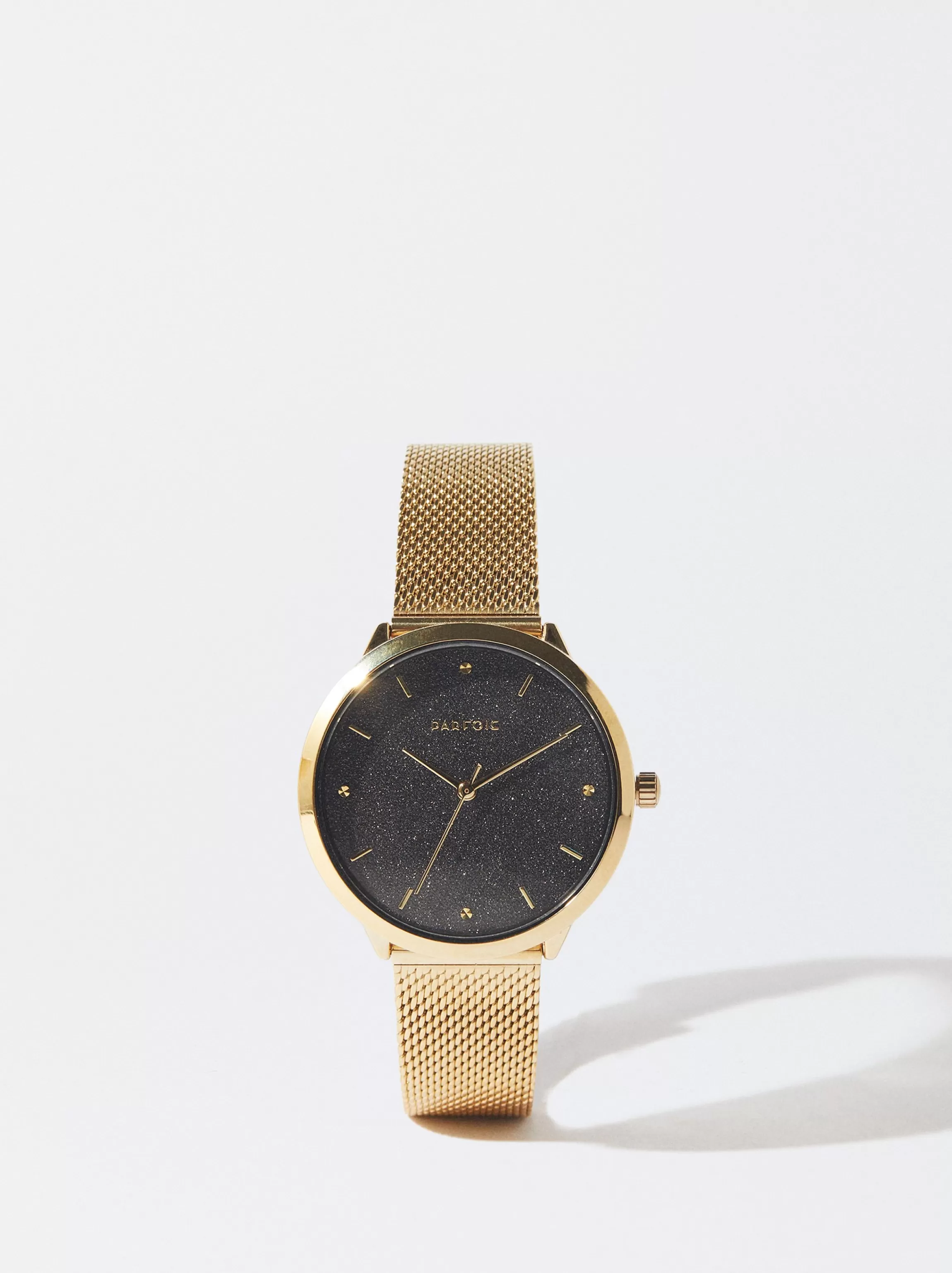 Mujer PARFOIS Relojes Dorados Reloj De Acero Correa De Malla Metalica Dorado Sale Becky