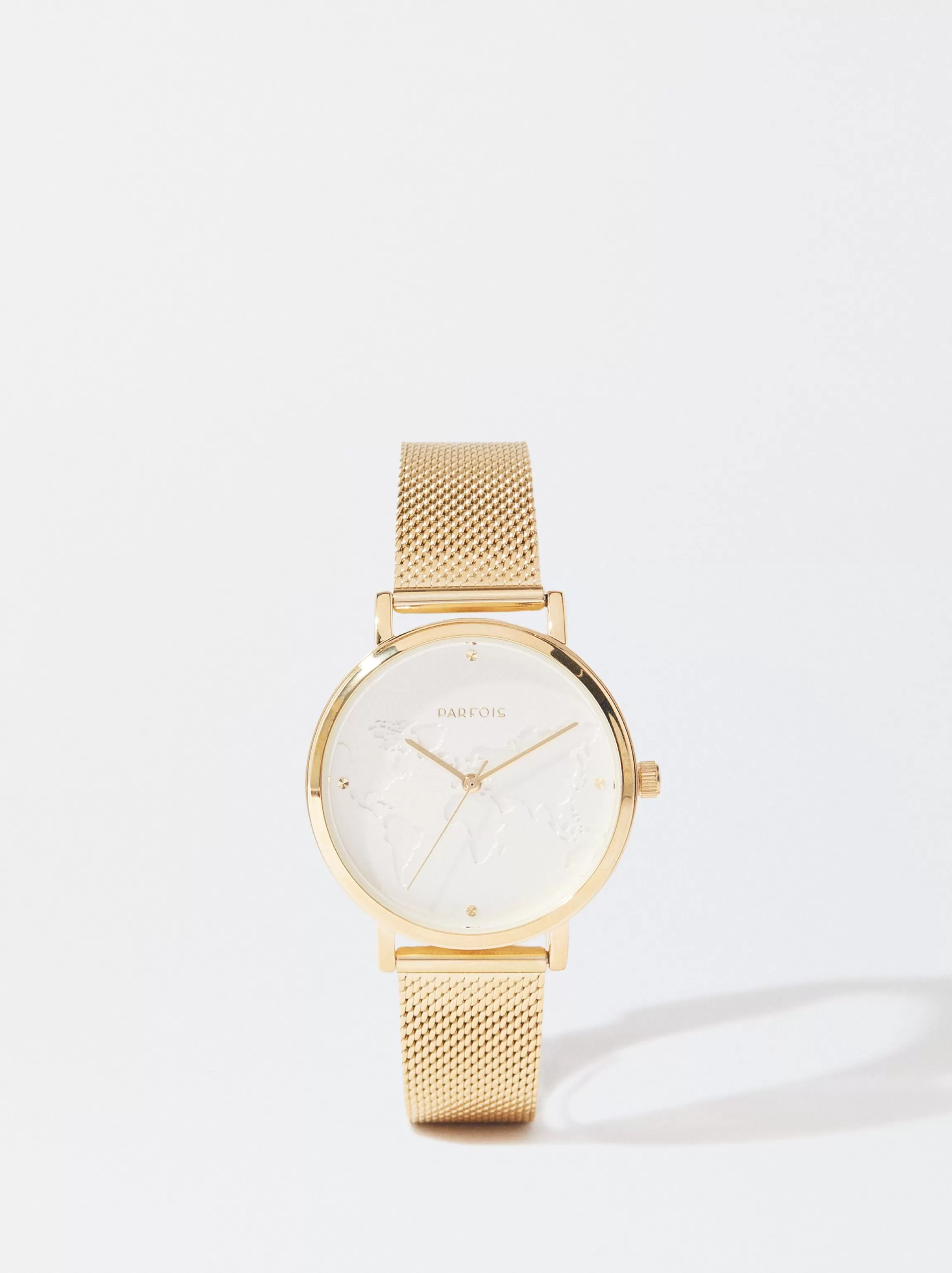 Mujer PARFOIS Relojes Dorados*Reloj De Pulsera De Acero Dorado