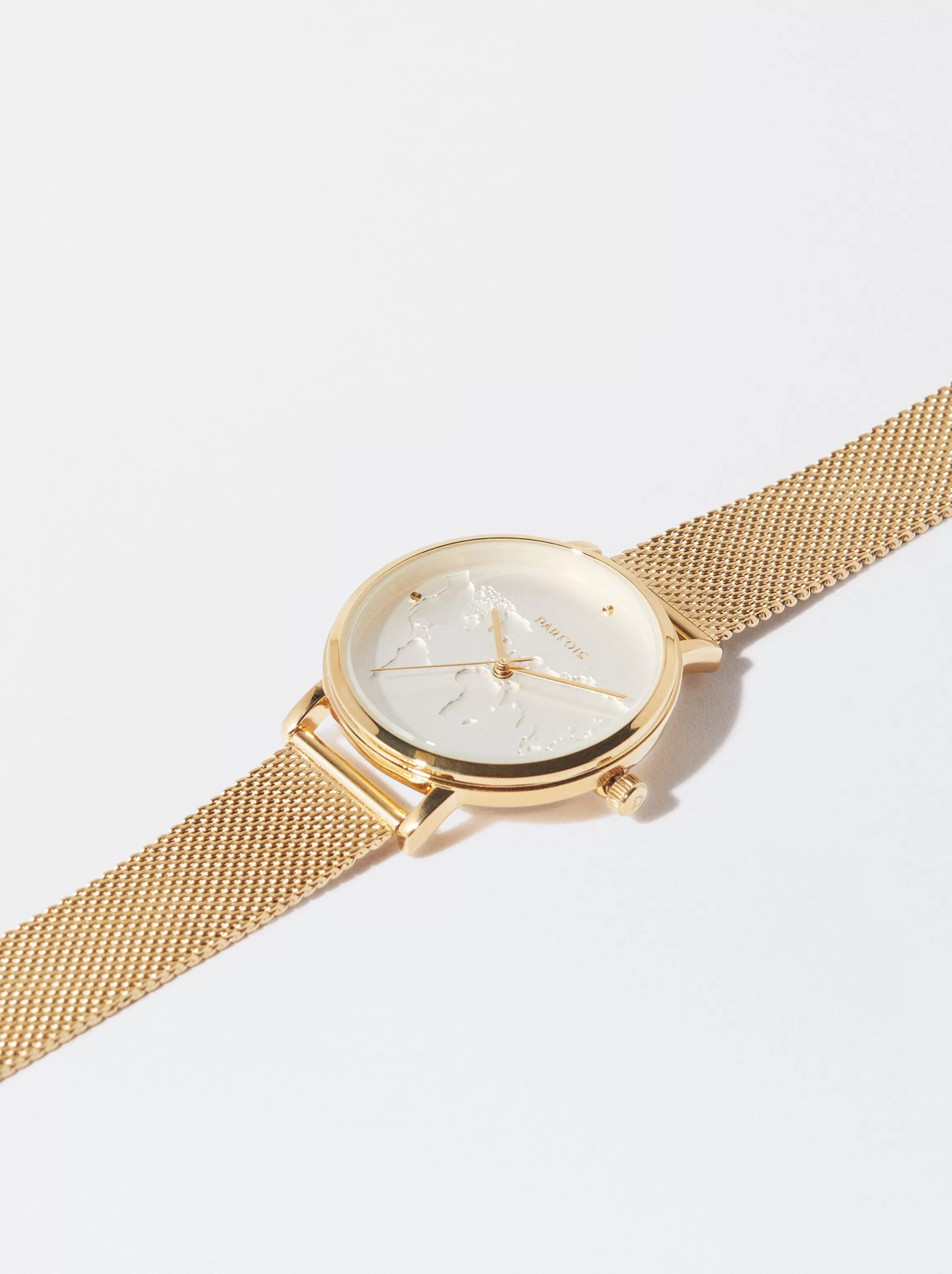 Mujer PARFOIS Relojes Dorados*Reloj De Pulsera De Acero Dorado