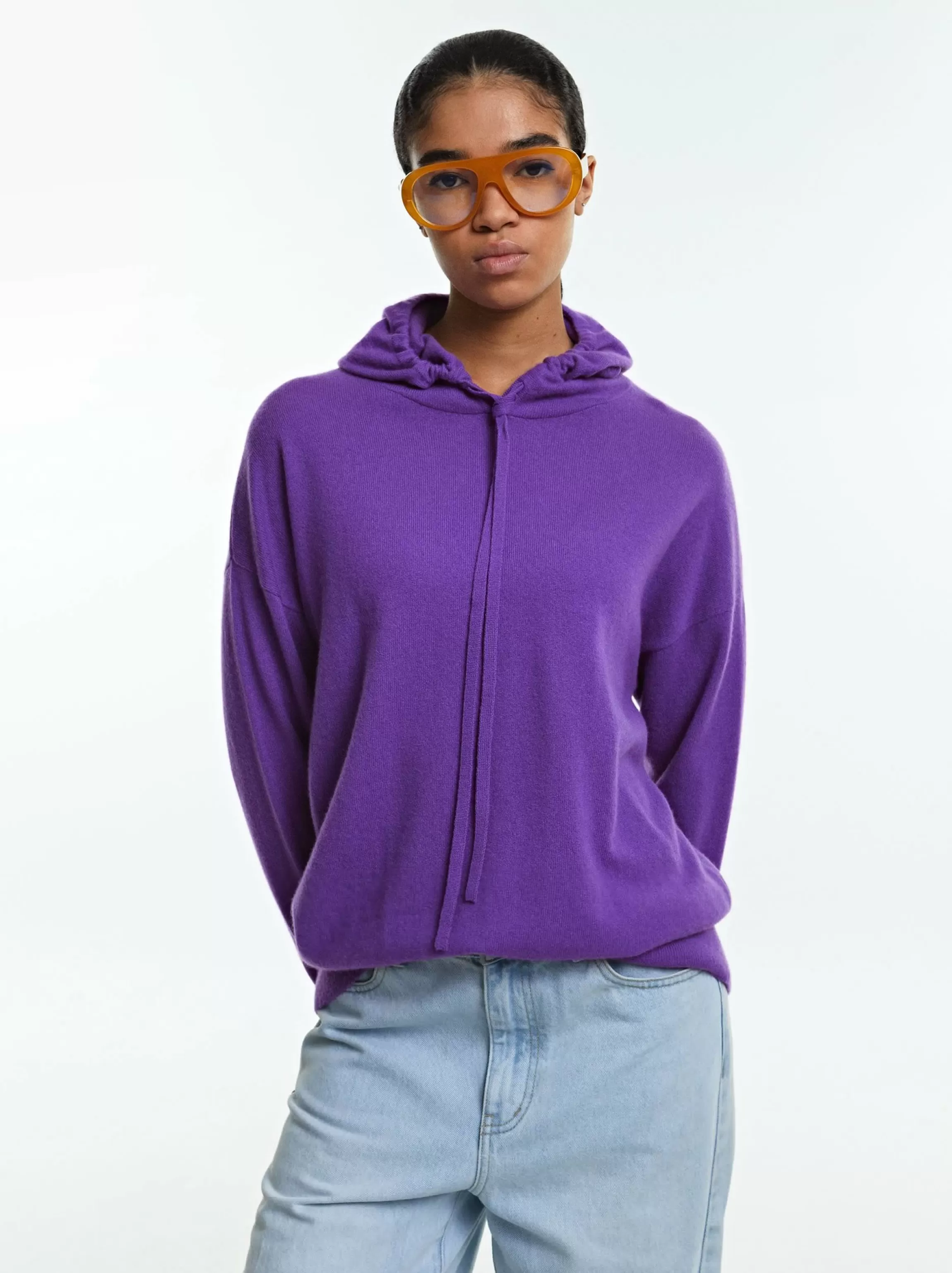 Mujer PARFOIS Básicos | Jerséis y Cárdigans | Jerséis y Cárdigan | Cashmere | Sudaderas*Sudadera Con Capucha 100% Cashmere Violeta