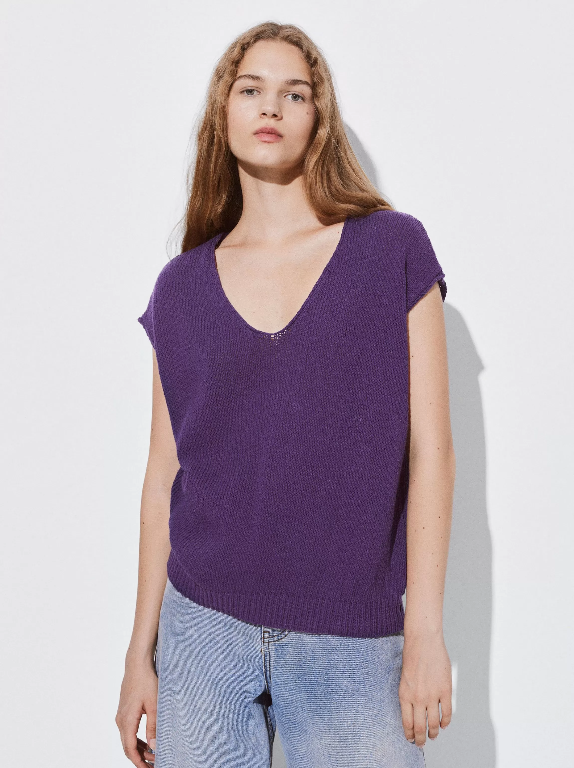 Mujer PARFOIS Tops y Camisetas*Top Básico Algodón Violeta