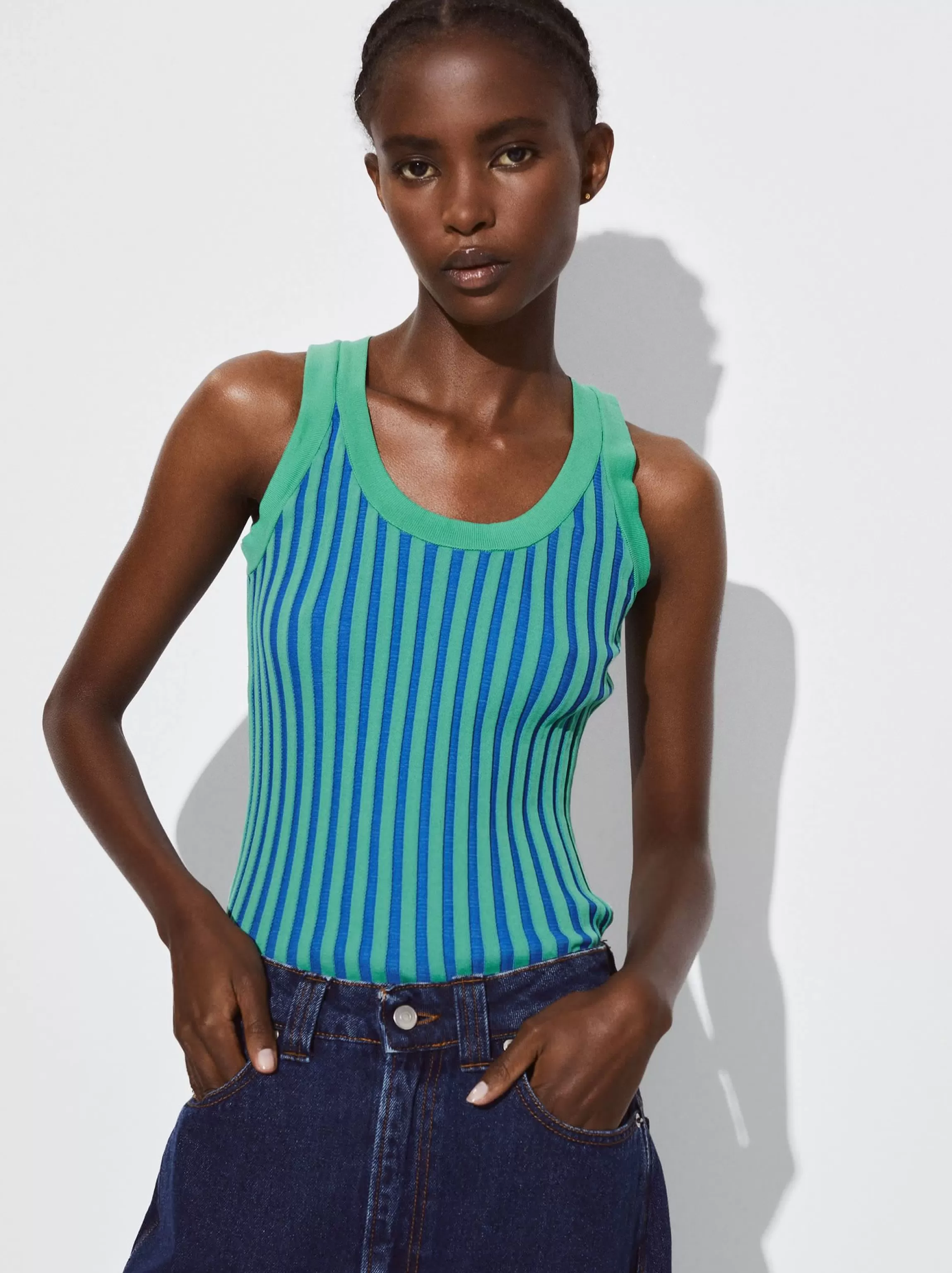 Mujer PARFOIS Tops y Camisetas*Top Canalé Azul