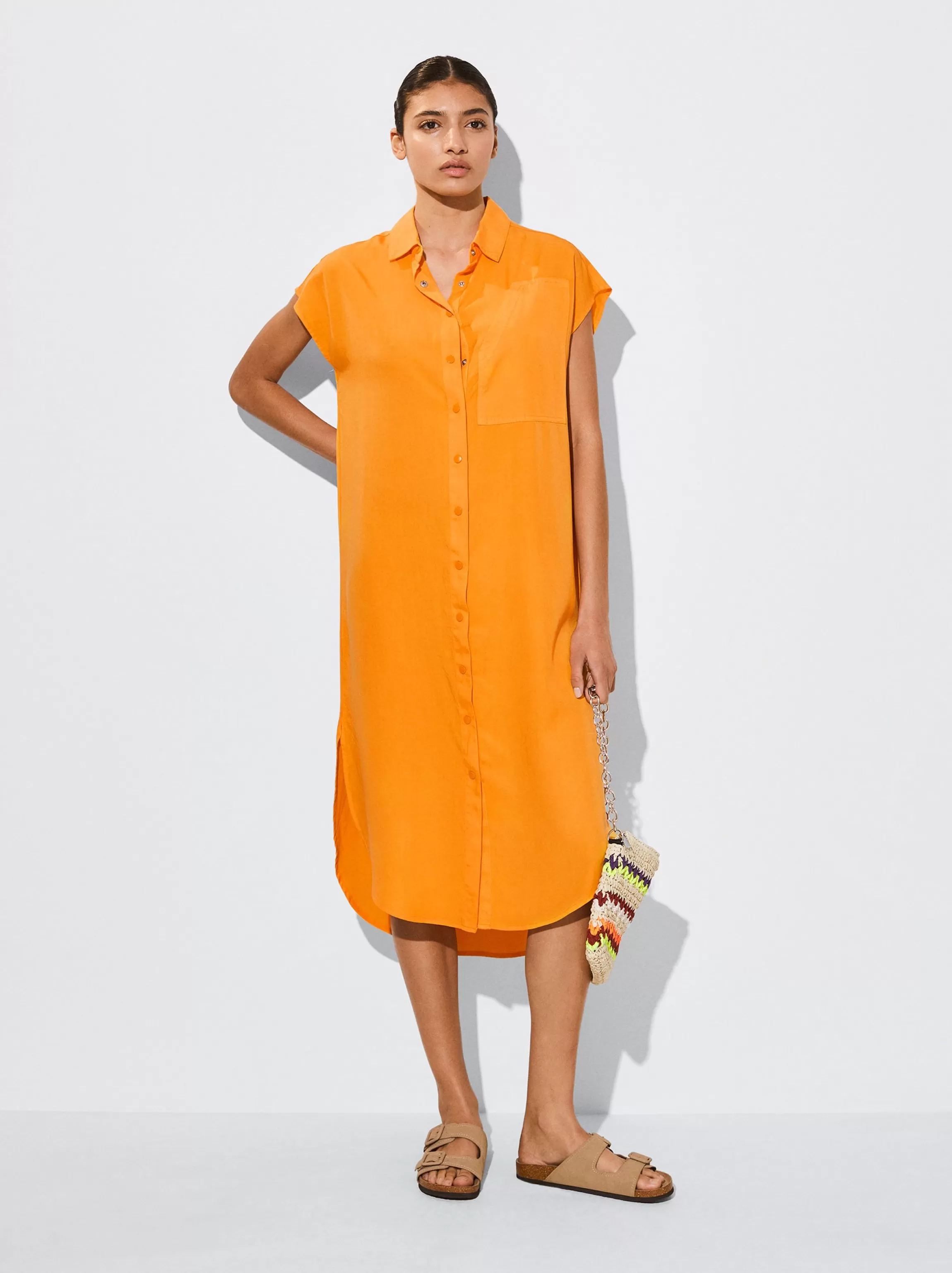 Mujer PARFOIS Vestidos*Vestido Camisero Lyocell Naranja