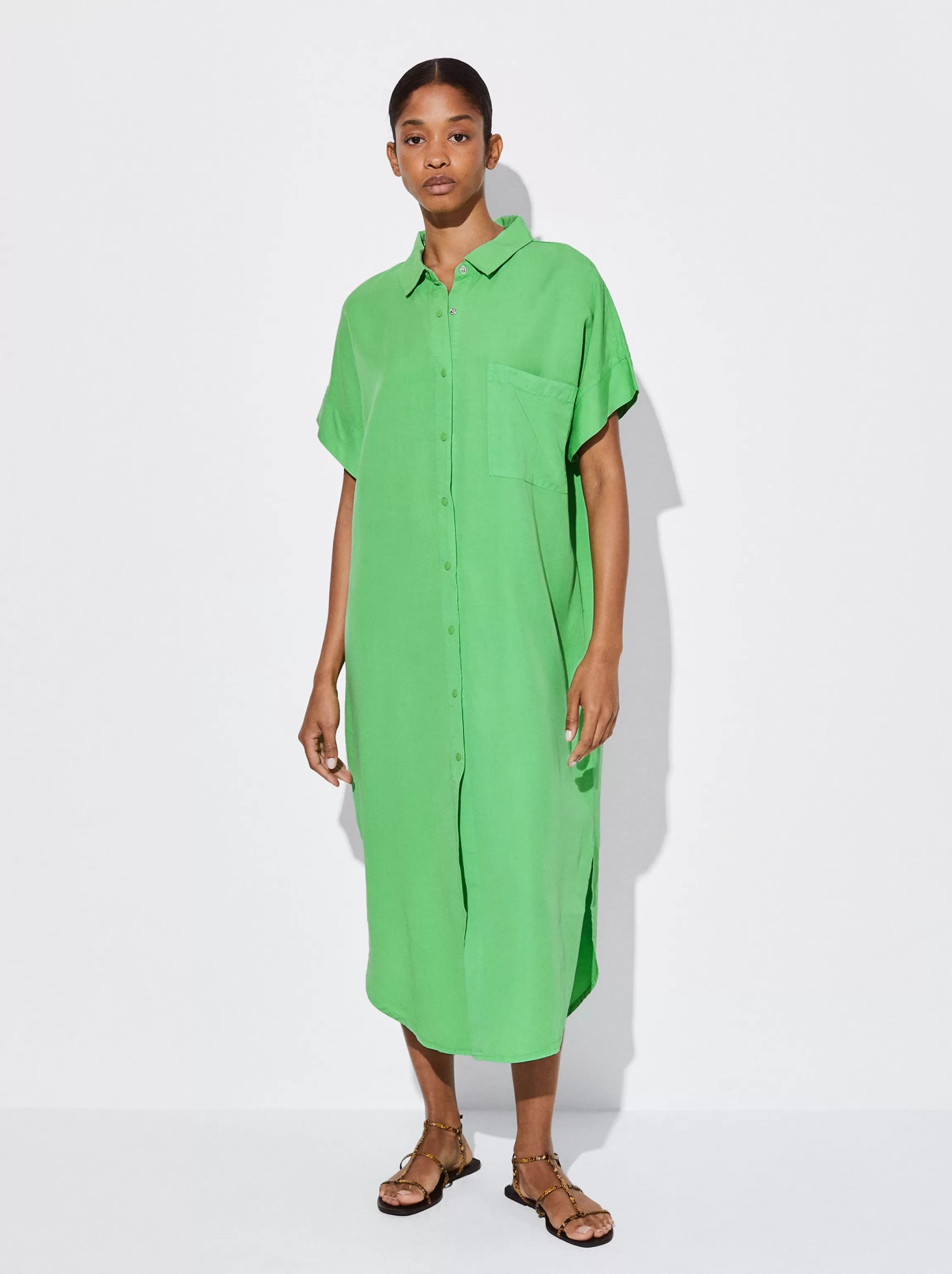 Mujer PARFOIS Vestidos*Vestido Camisero Lyocell Verde