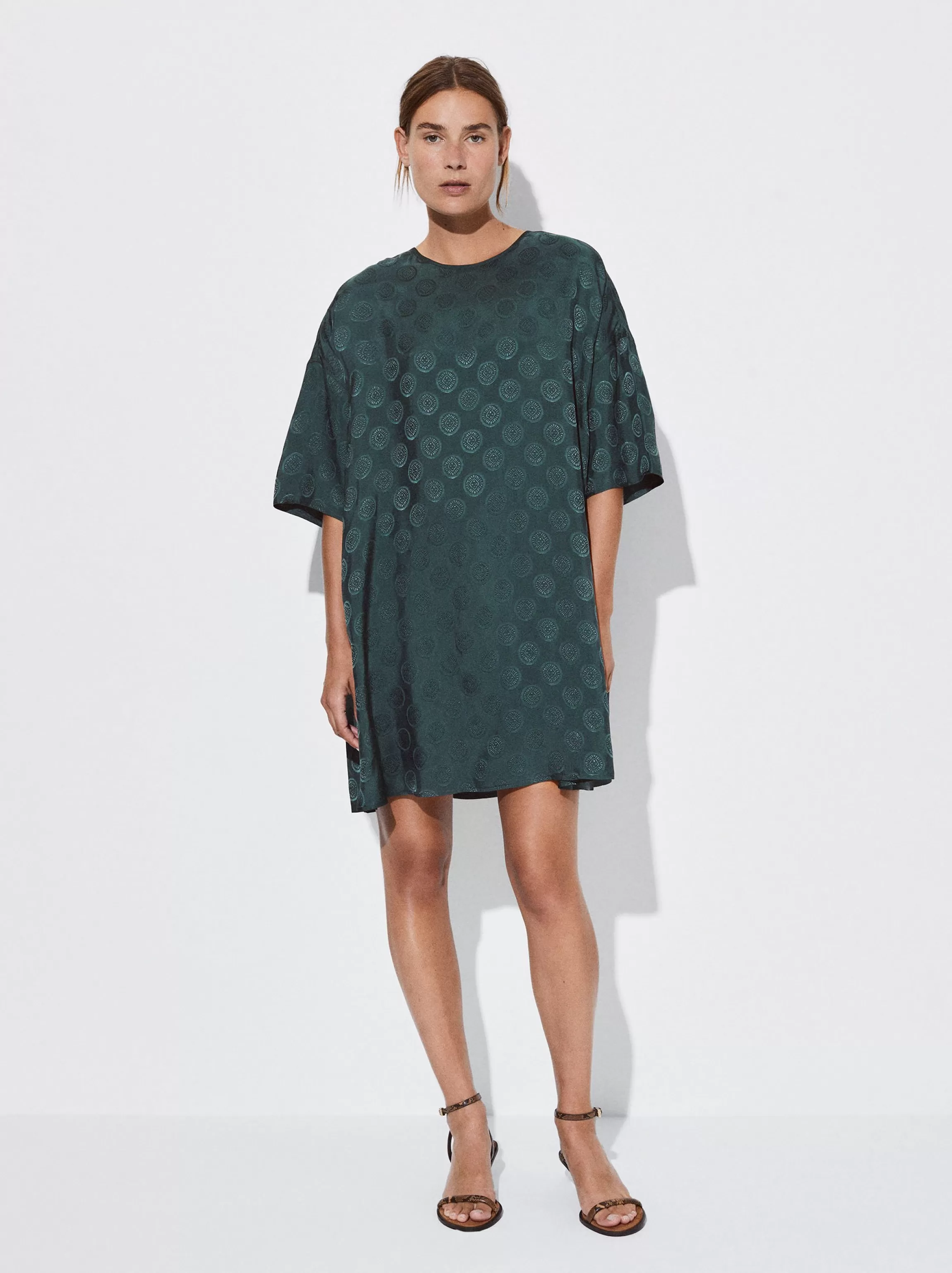 Mujer PARFOIS Vestidos*Vestido Corto Jacquard Com Lazos Verde