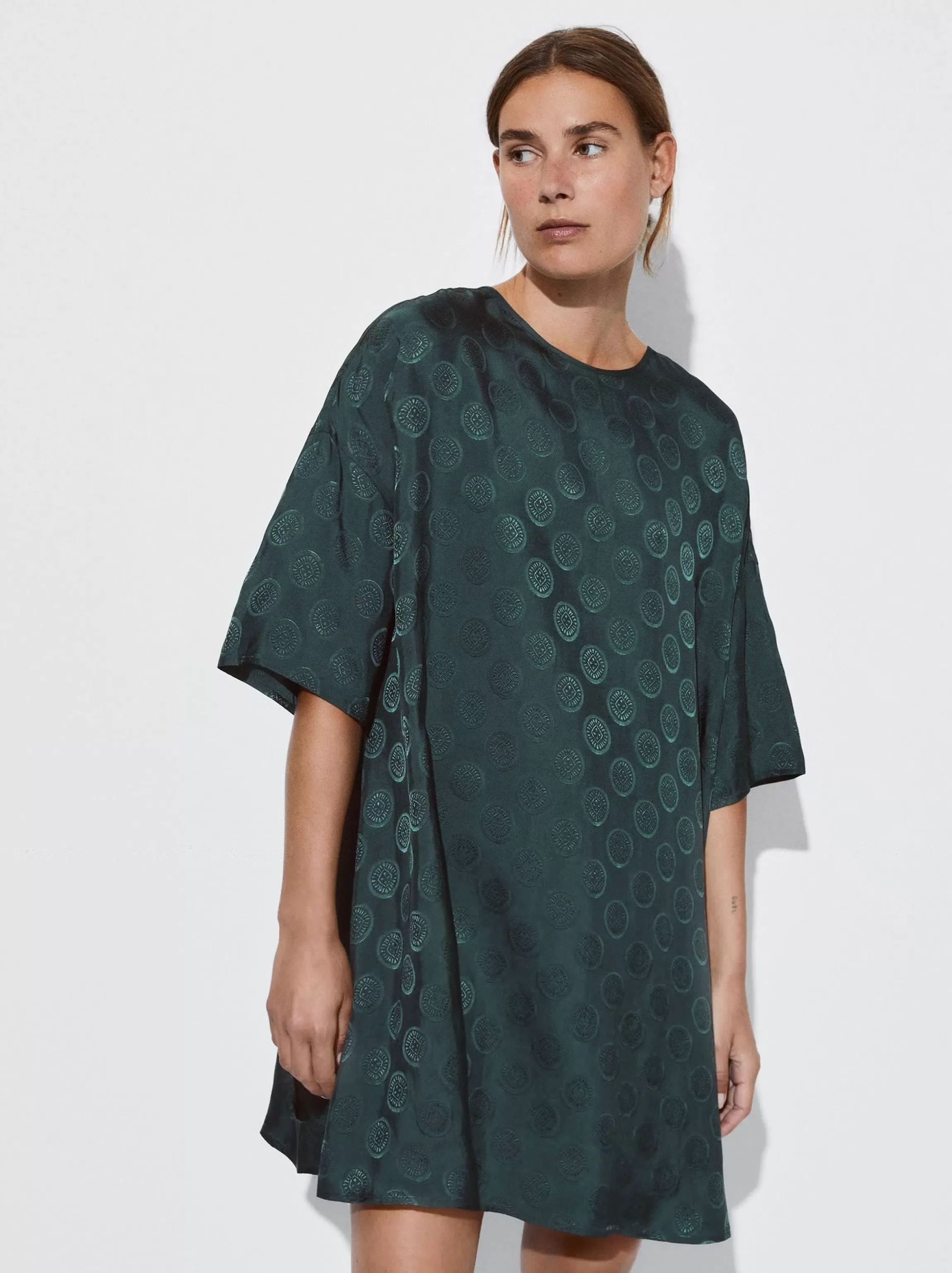 Mujer PARFOIS Vestidos*Vestido Corto Jacquard Com Lazos Verde