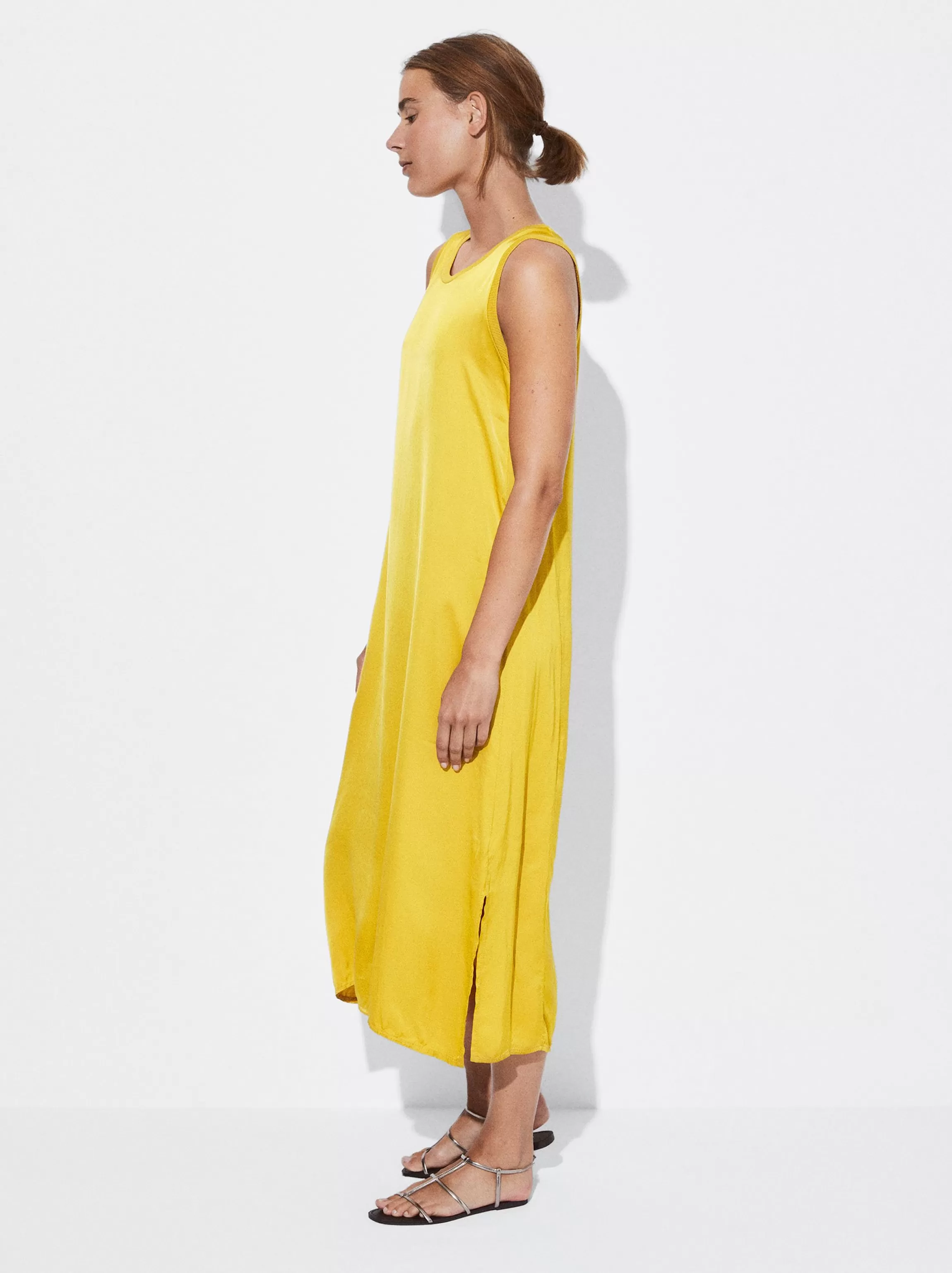 Mujer PARFOIS Vestidos*Vestido Midi Satinado Amarillo